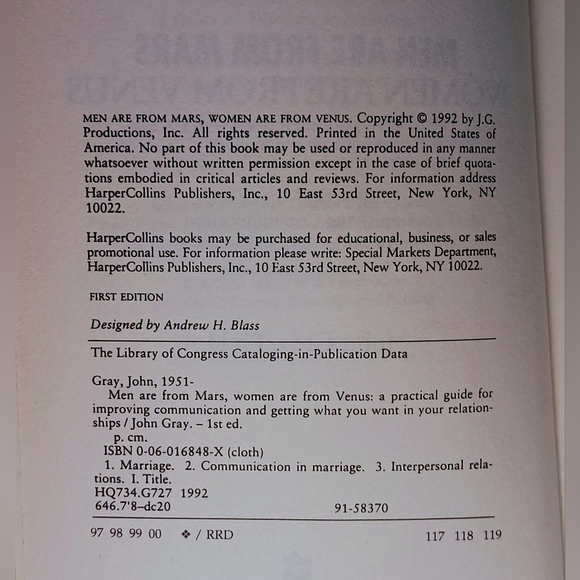 FIRST EDITION - Men Are From Mars, Women Are From Venus, 1992 - Picture 4 of 4